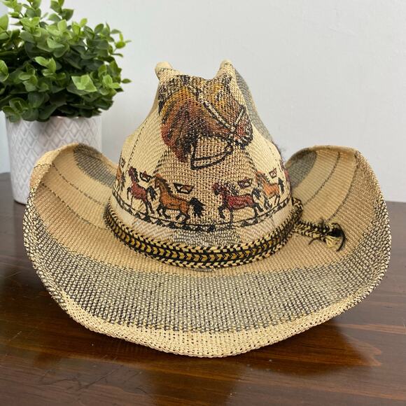 Rezgo Other - Rezgo Tipo Western Straw Hat Horse Theme Made in Mexico